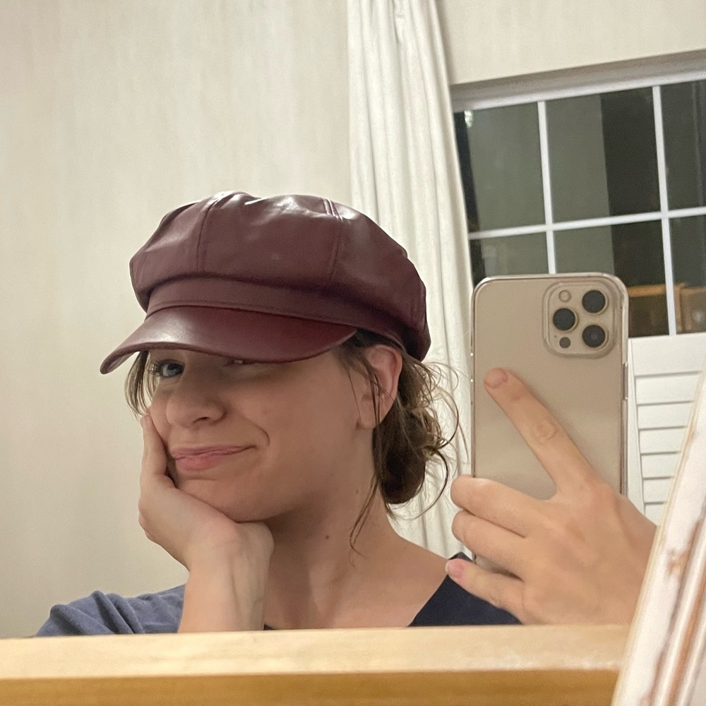 COPY - Womens PU Leather Newsboy Cap Wine Red